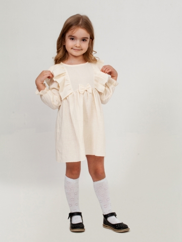 Купить 321-СЛ. Платье из муслина детское, хлопок 100% сливочный, р. 98,104,110,116 в Первоуральске