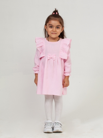 Купить 321-Р. Платье из муслина детское, хлопок 100% розовый, р. 98,104,110,116 в Первоуральске